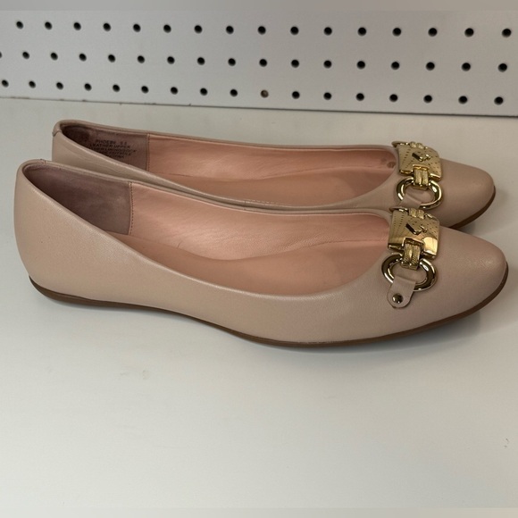 Kate Spade Phoebe Blush Pink Leather Flats with Gold Buckle Preppy Size 9.5M - Picture 12 of 16